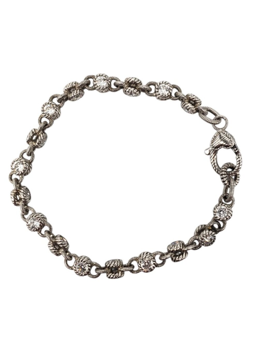 Judith Ripka Sterling Silver CZ Station Link Bracelet #23869 - Picture 7 of 9